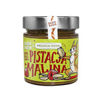 Krem orzechowy na bazie nerkowców z pistacjami, liofilizowanymi malinami i daktylami w proszku 195 g – Premium Rosa